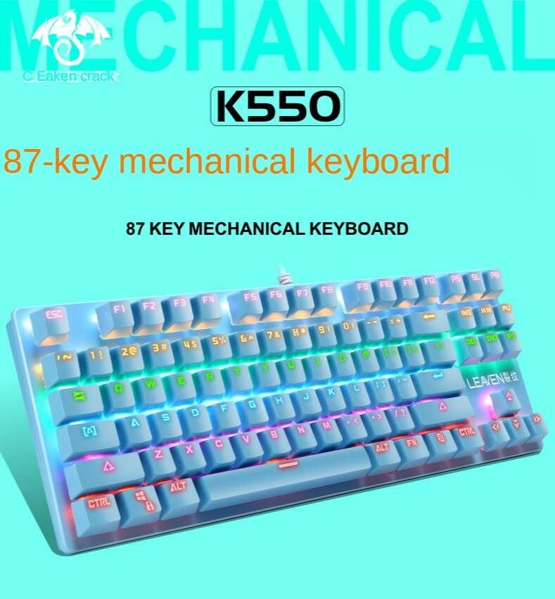 Jual VRS Leaven Crack Mechanical Keyboard 87 Key Green Axis RGB K550